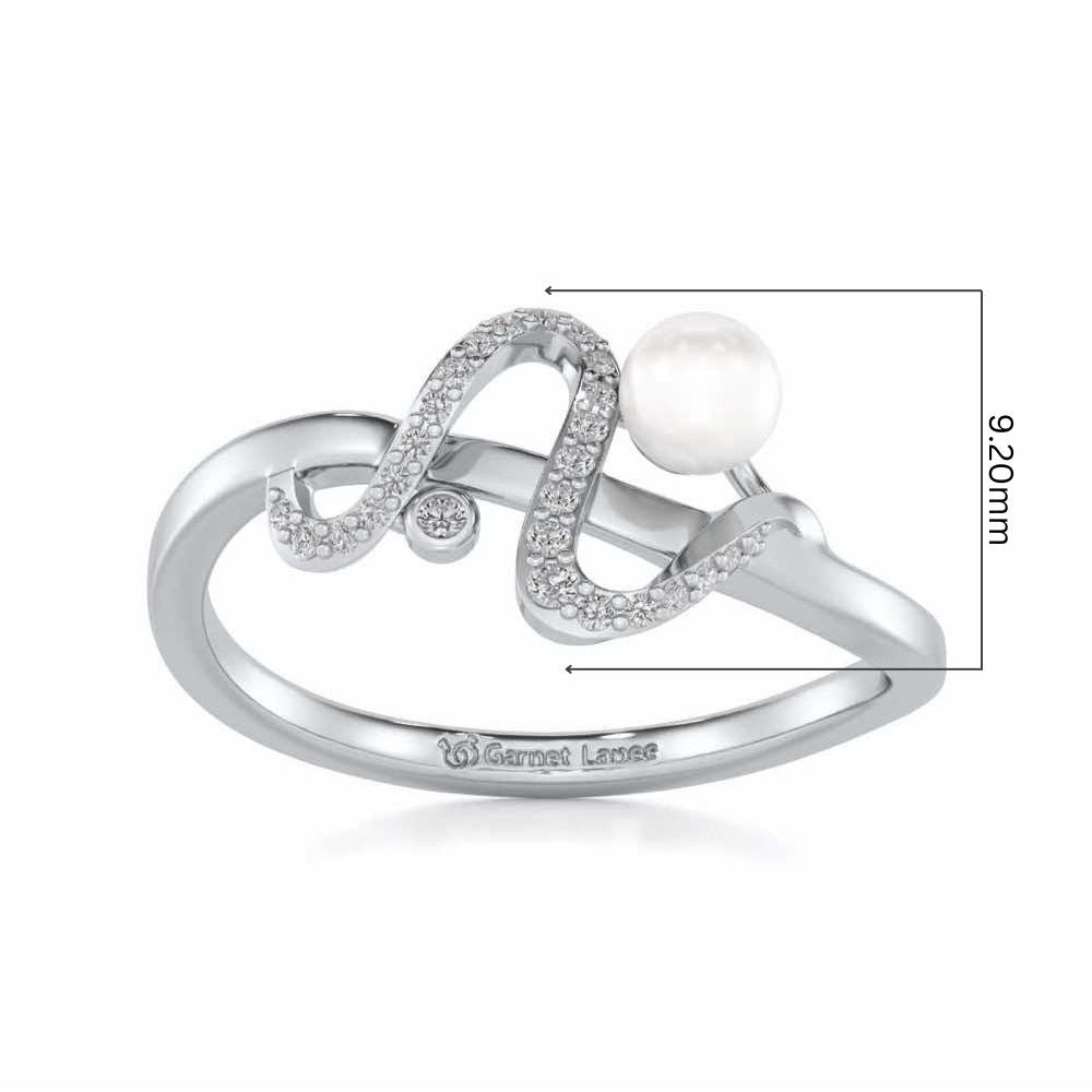 Brim Silver Pearl Ring - White Gold - Image 5