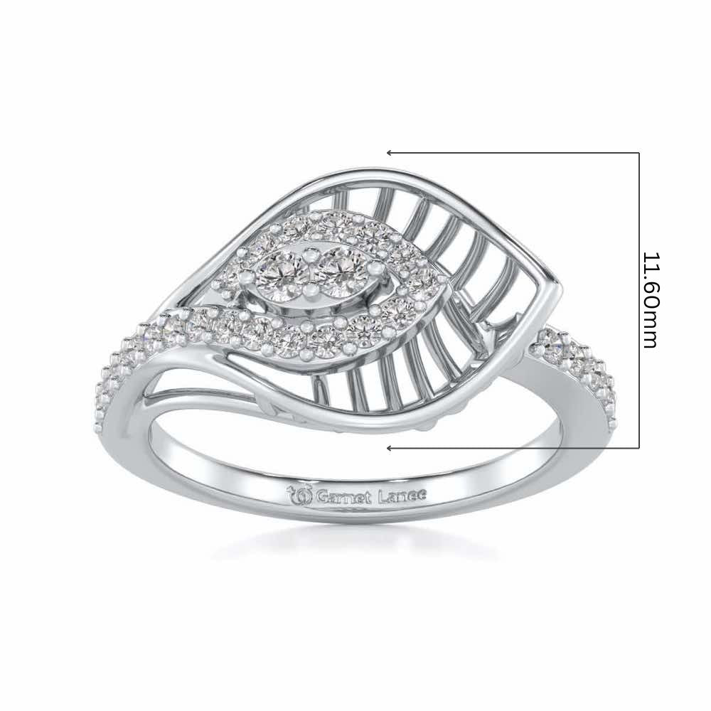 Broadway Petal Silver Ring - White Gold - Image 5