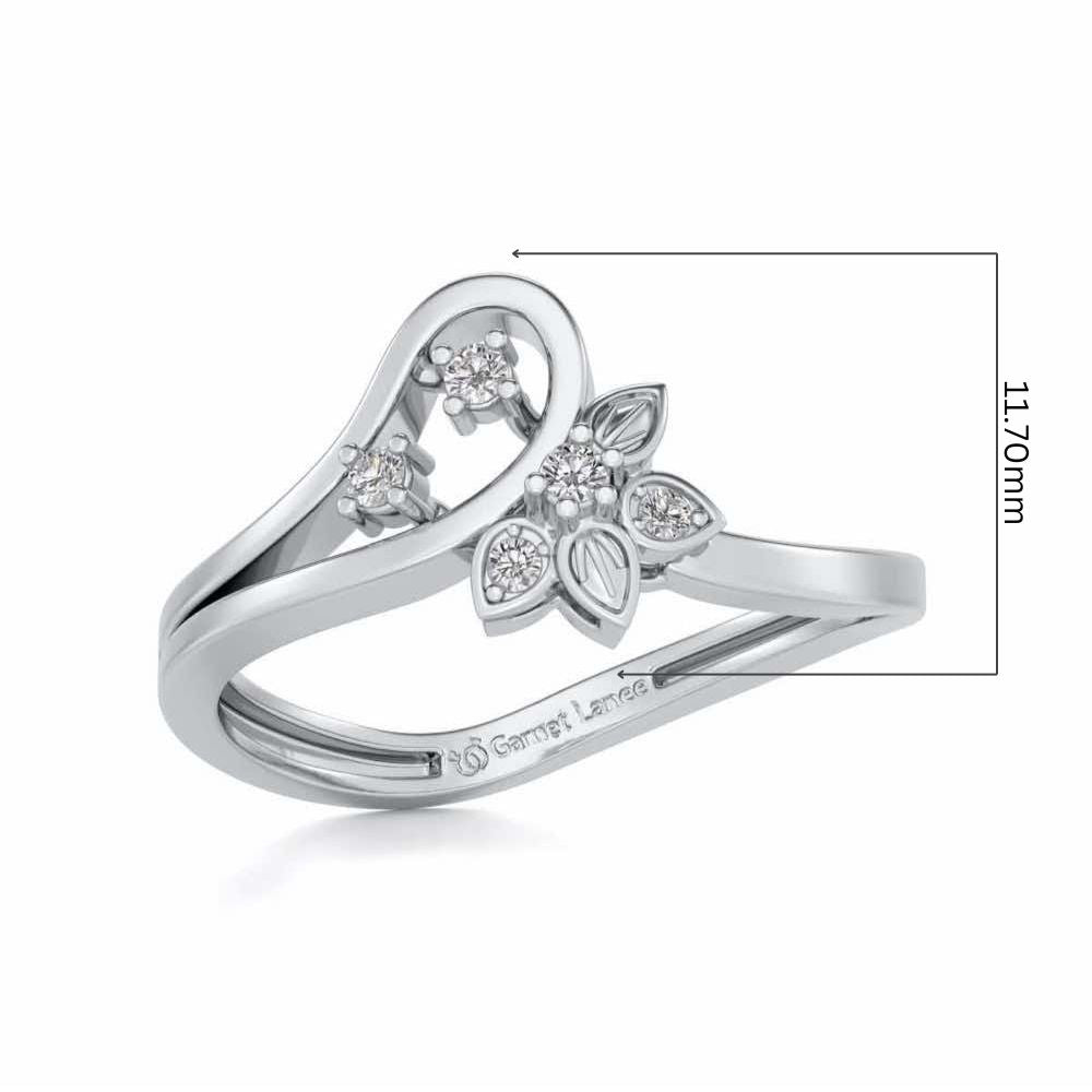 Imposing Flower Silver Ring - White Gold - Image 5