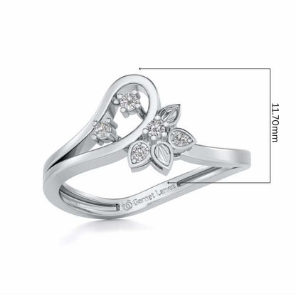 Imposing Flower Silver Ring - White Gold - Image 5