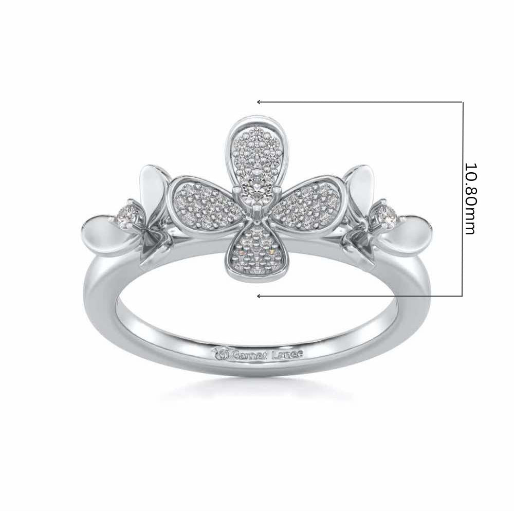 Cute Bloom Silver Ring - White Gold - Image 5