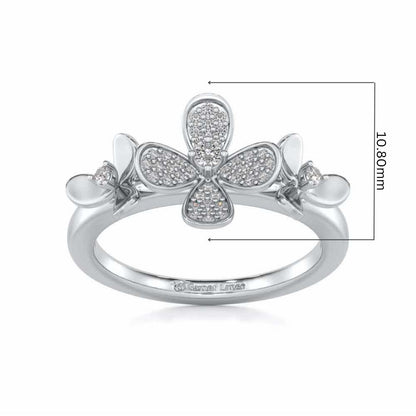 Cute Bloom Silver Ring - White Gold - Image 5