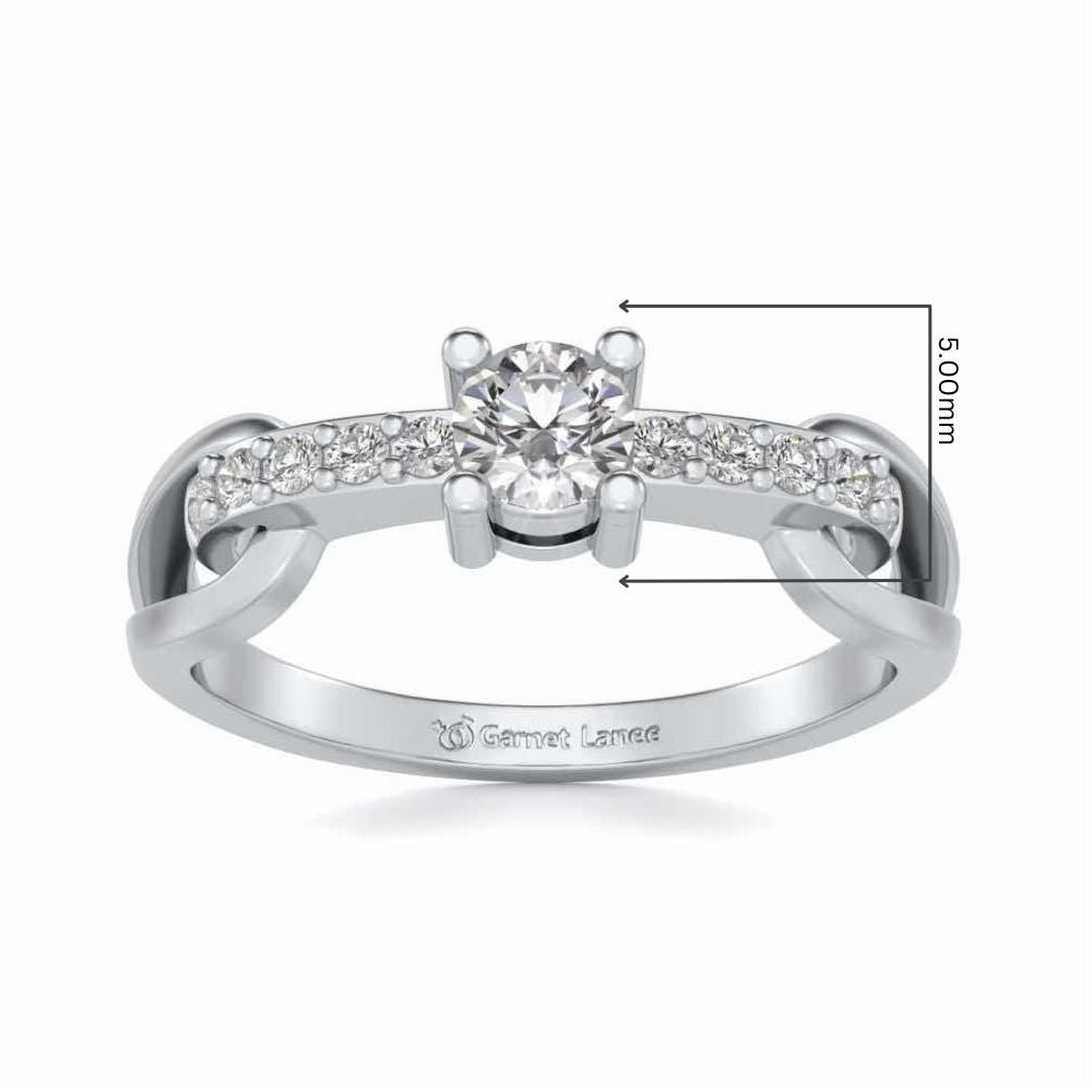 Shiny Bond Solitaire Silver Ring - White Gold - Image 5