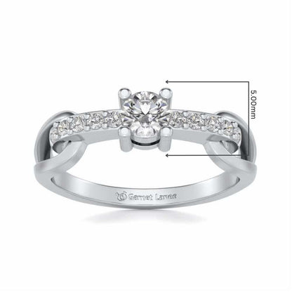 Shiny Bond Solitaire Silver Ring - White Gold - Image 5
