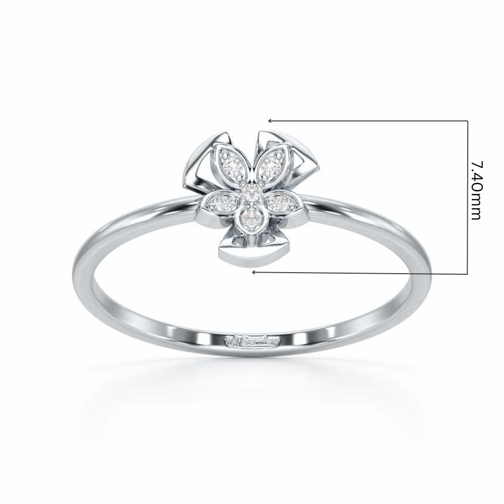Dainty Flower Silver Ring - White Gold - Image 5