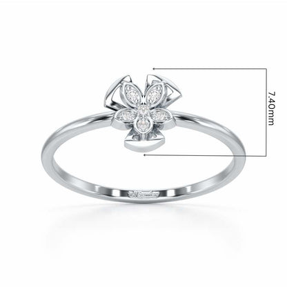 Dainty Flower Silver Ring - White Gold - Image 5