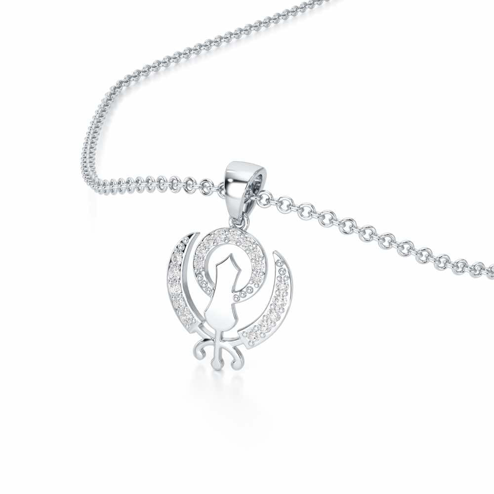 Khalsa Eternal Silver Pendant - White Gold - Image 2