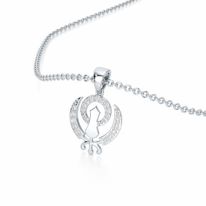 Khalsa Eternal Silver Pendant - White Gold - Image 2