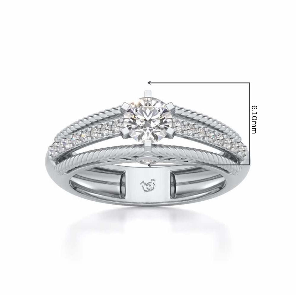 Antique cae Solitaire Silver Ring - White Gold - Image 5