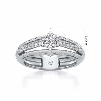 Antique cae Solitaire Silver Ring - White Gold - Image 5
