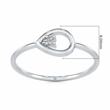Drop Cord Silver Ring - White Gold - Image 5