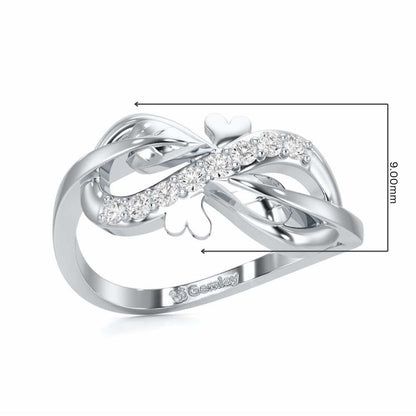 Leaf Bow Silver Ring - White Gold - Image 5