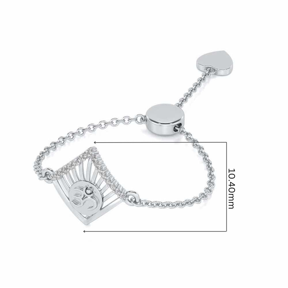 Om Crown Adjustable Silver Ring - White Gold - Image 5