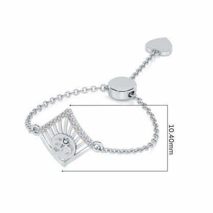 Om Crown Adjustable Silver Ring - White Gold - Image 5