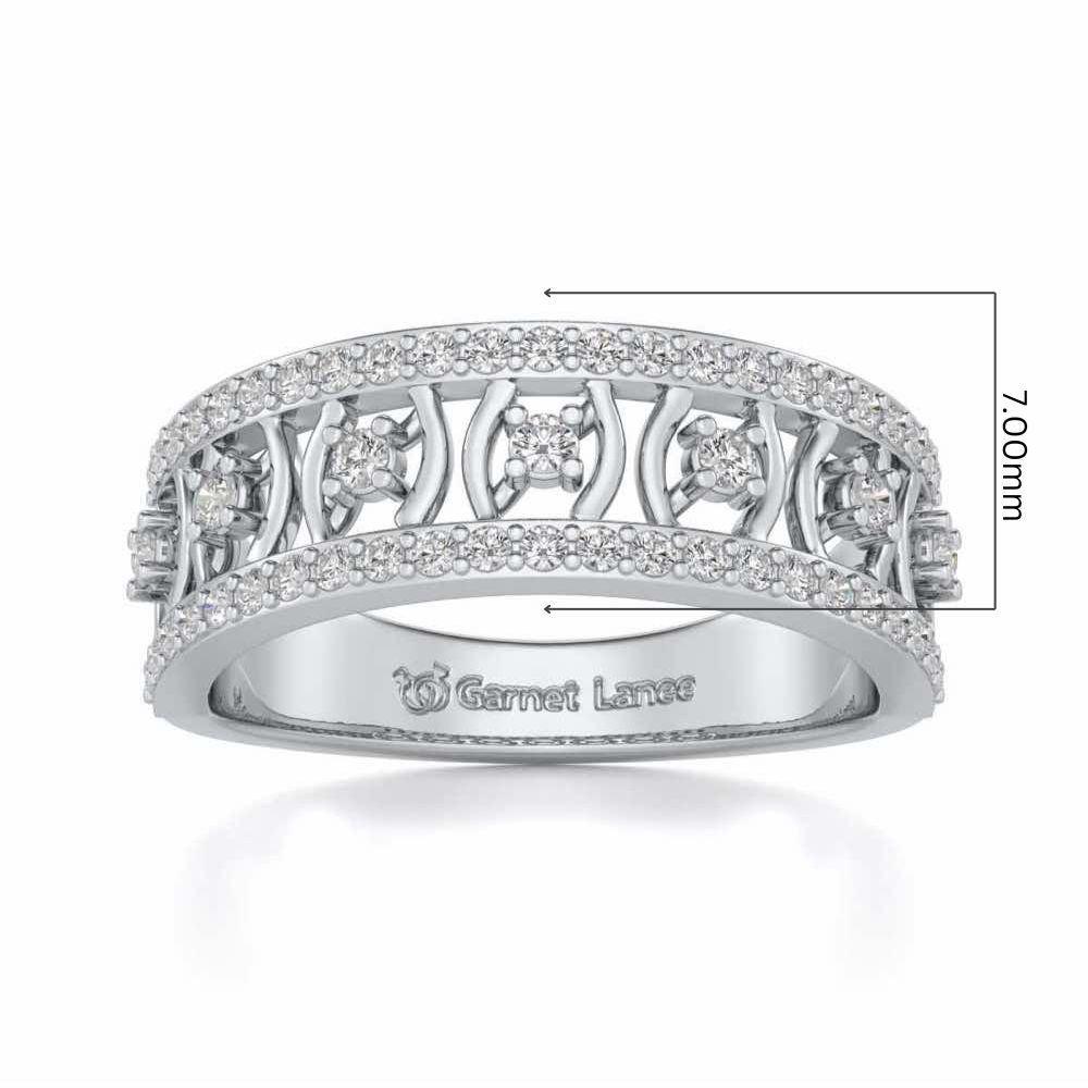 Mez-Shine Silver Band Ring - White Gold - Image 5