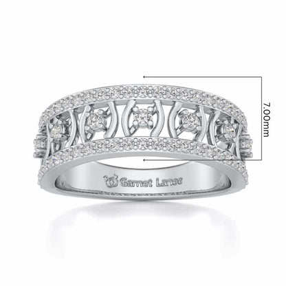 Mez-Shine Silver Band Ring - White Gold - Image 5