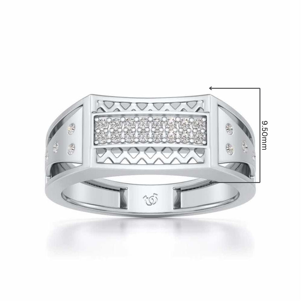 Wavy Strip Silver Ring For Men - White Gold - Image 5