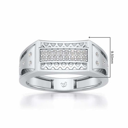 Wavy Strip Silver Ring For Men - White Gold - Image 5