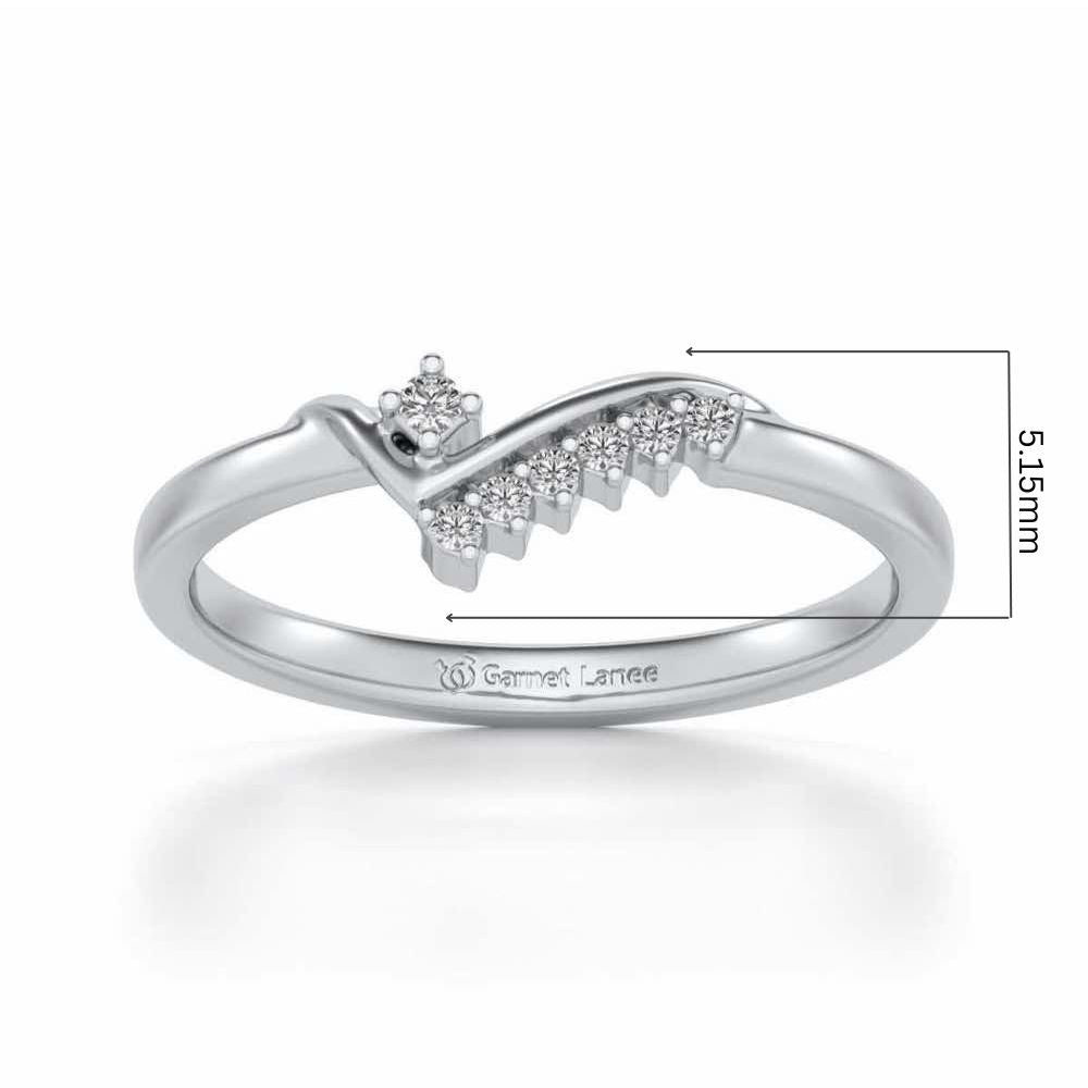 Shiny Wave Silver Ring - White Gold - Image 5