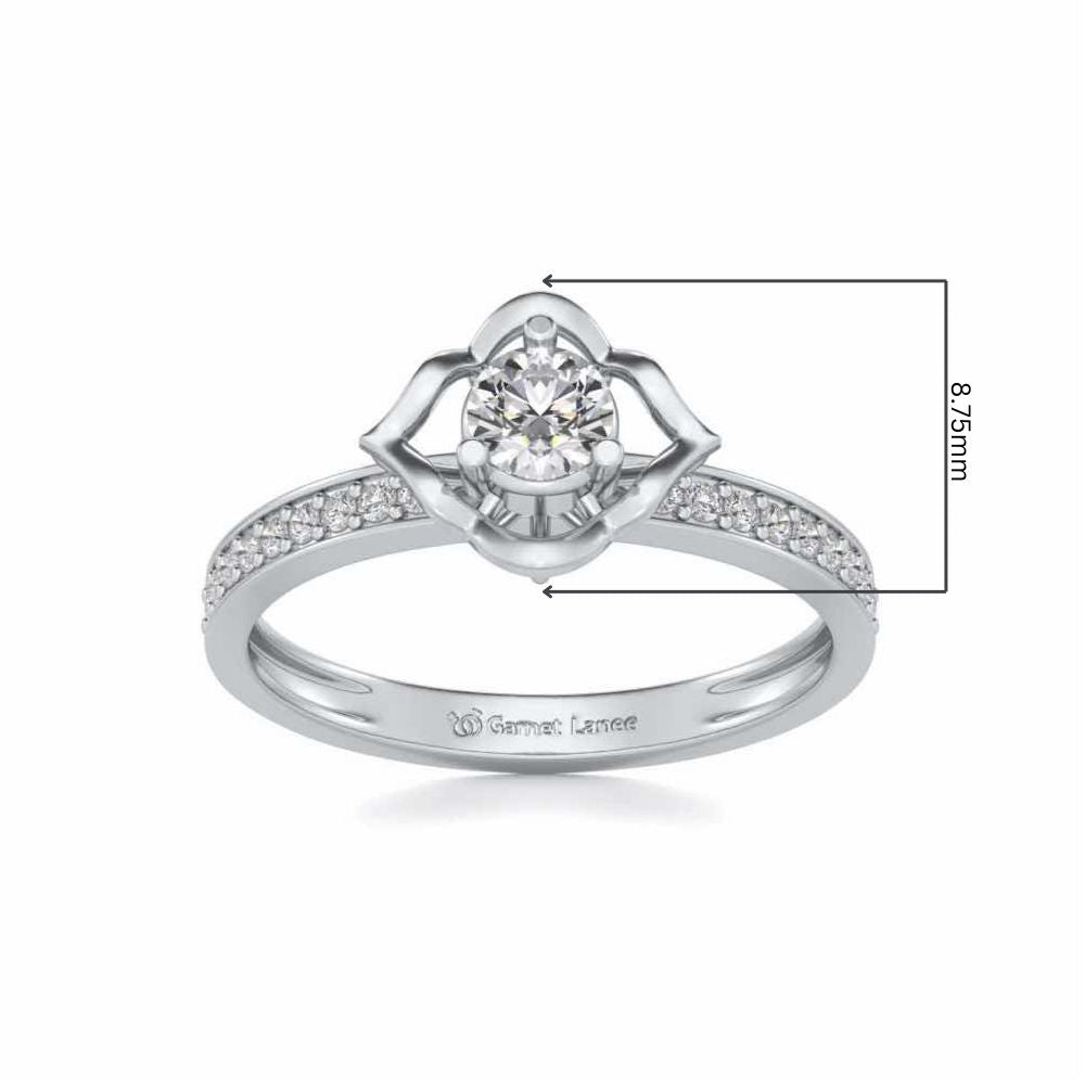 Prestige Solitaire Silver Ring - White Gold - Image 5