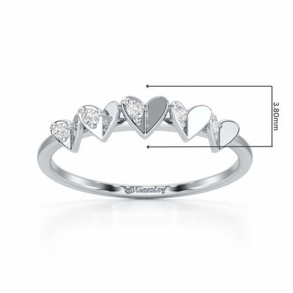 Heart Together Silver Ring - White Gold - Image 2