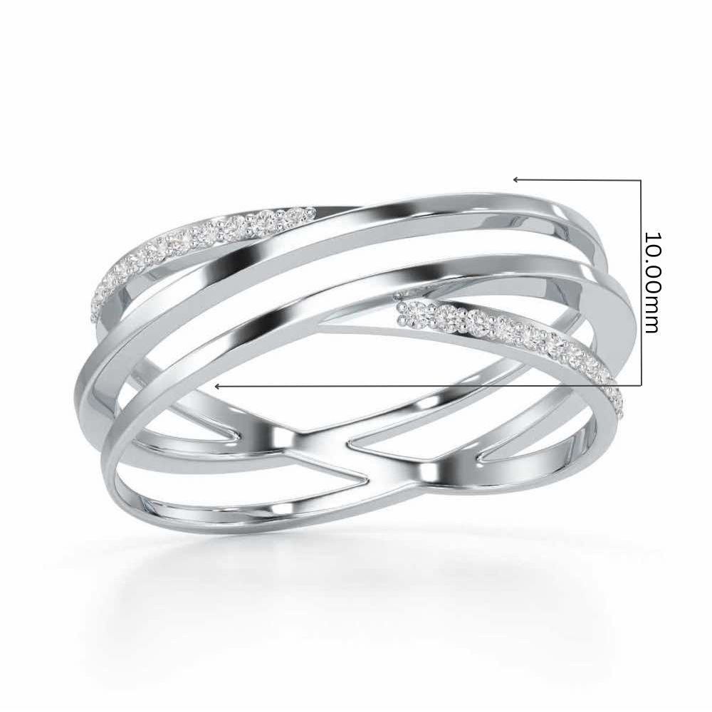 Criss-Cross Silver Ring - White Gold - Image 5
