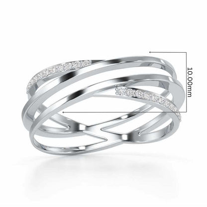 Criss-Cross Silver Ring - White Gold - Image 5