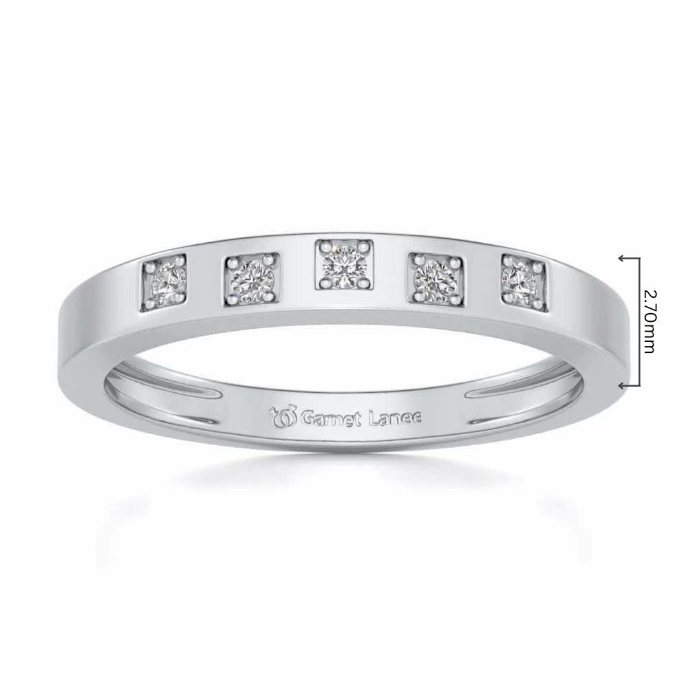 Eva Silver Band Ring - White Gold - Image 5