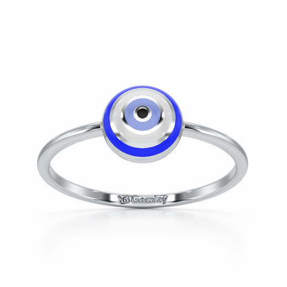Isolde Evil Eye Silver Ring - White Gold - Image 2