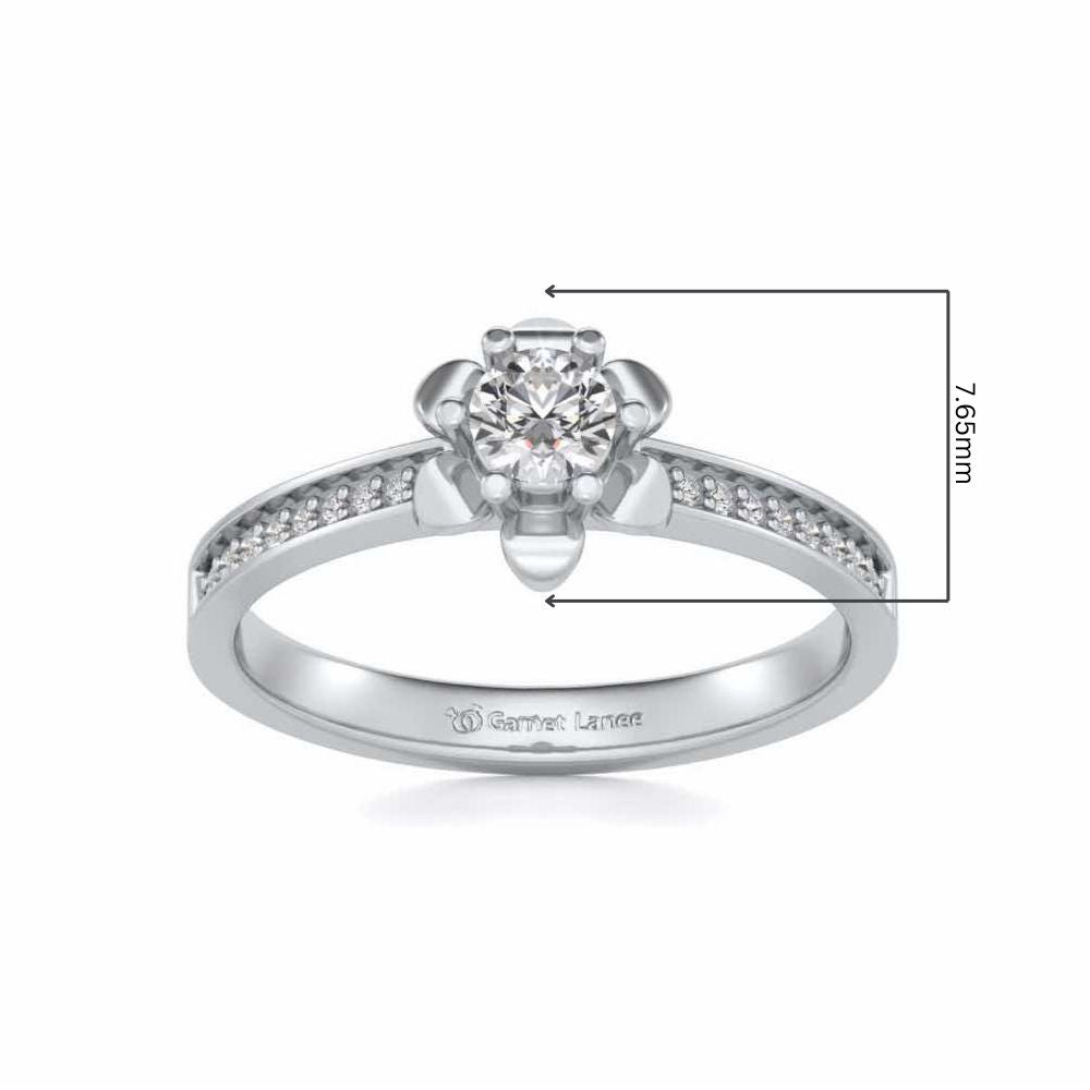 Roseate Solitaire Silver Ring - White Gold - Image 5