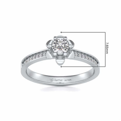 Roseate Solitaire Silver Ring - White Gold - Image 5