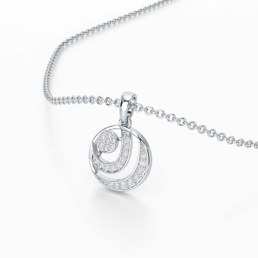 Silver Ripples Silver Pendant - White Gold - Image 2