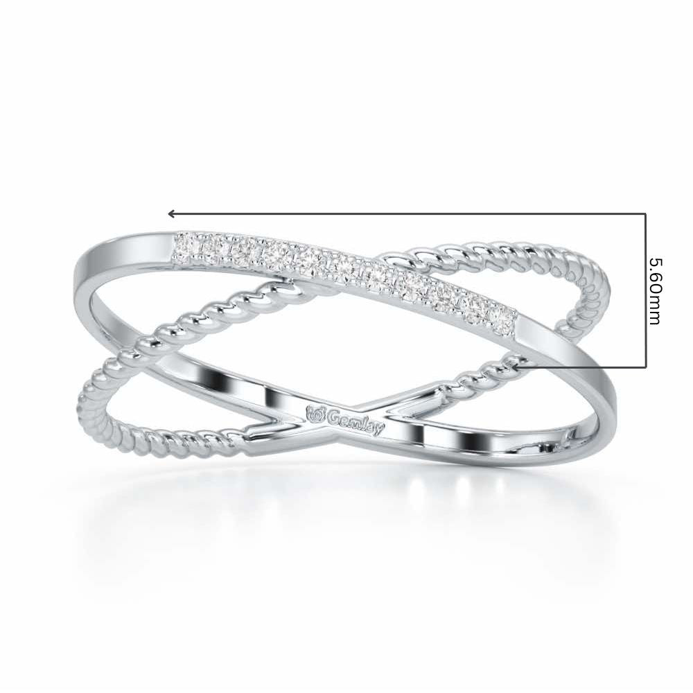Cross Connection Silver Ring - White Gold - Image 2