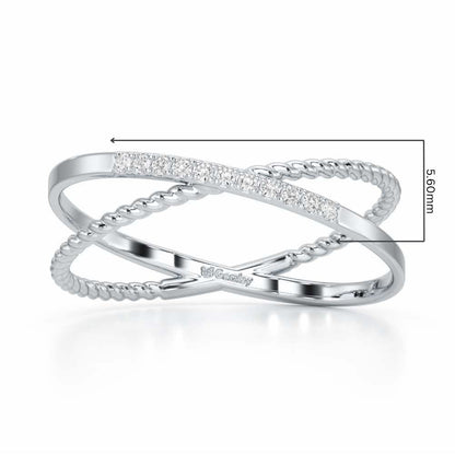 Cross Connection Silver Ring - White Gold - Image 2
