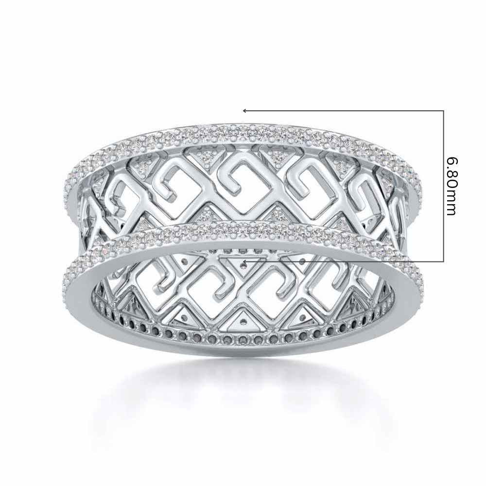 Square Spiral Silver Band Ring - White Gold - Image 5