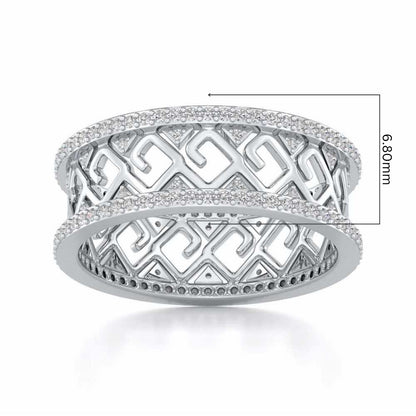 Square Spiral Silver Band Ring - White Gold - Image 5