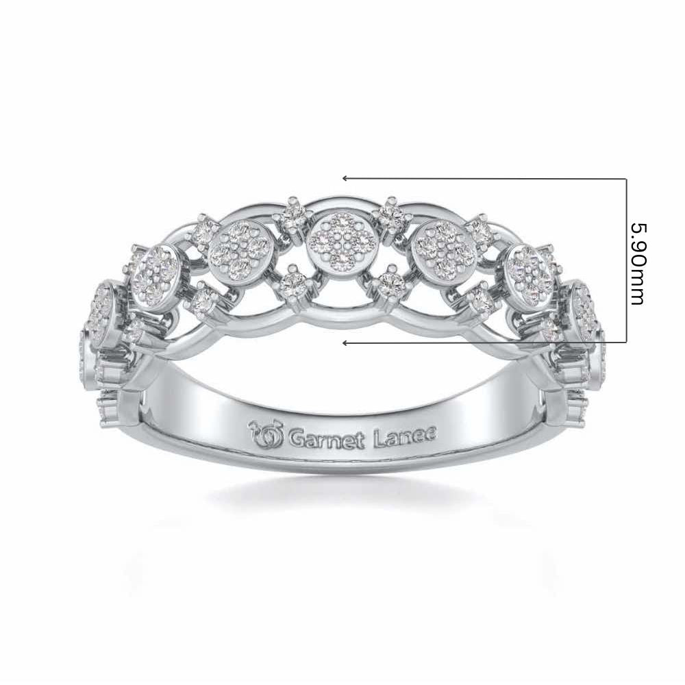 Ziya Glam Silver Band Ring - White Gold - Image 5