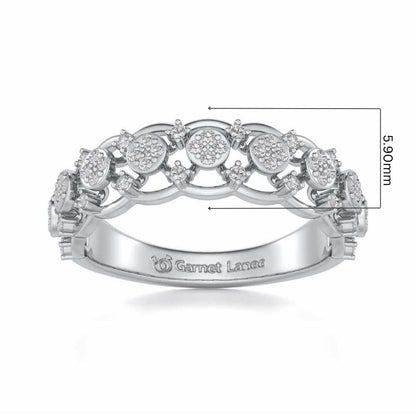 Ziya Glam Silver Band Ring - White Gold - Image 5
