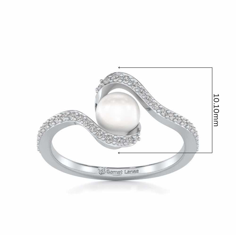 Vibe Silver Pearl Ring - White Gold - Image 5