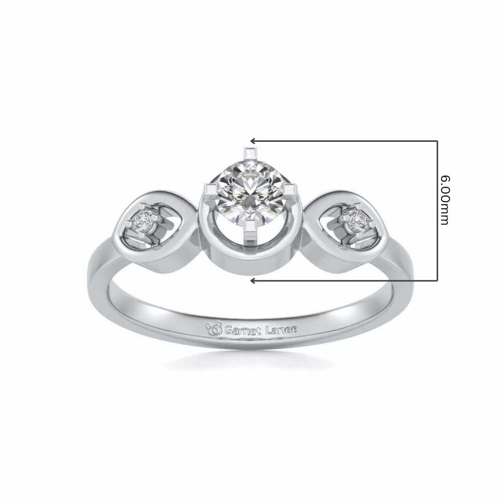 Eyes Speak Solitaire Silver Ring - White Gold - Image 5