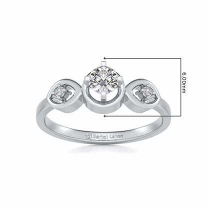 Eyes Speak Solitaire Silver Ring - White Gold - Image 5