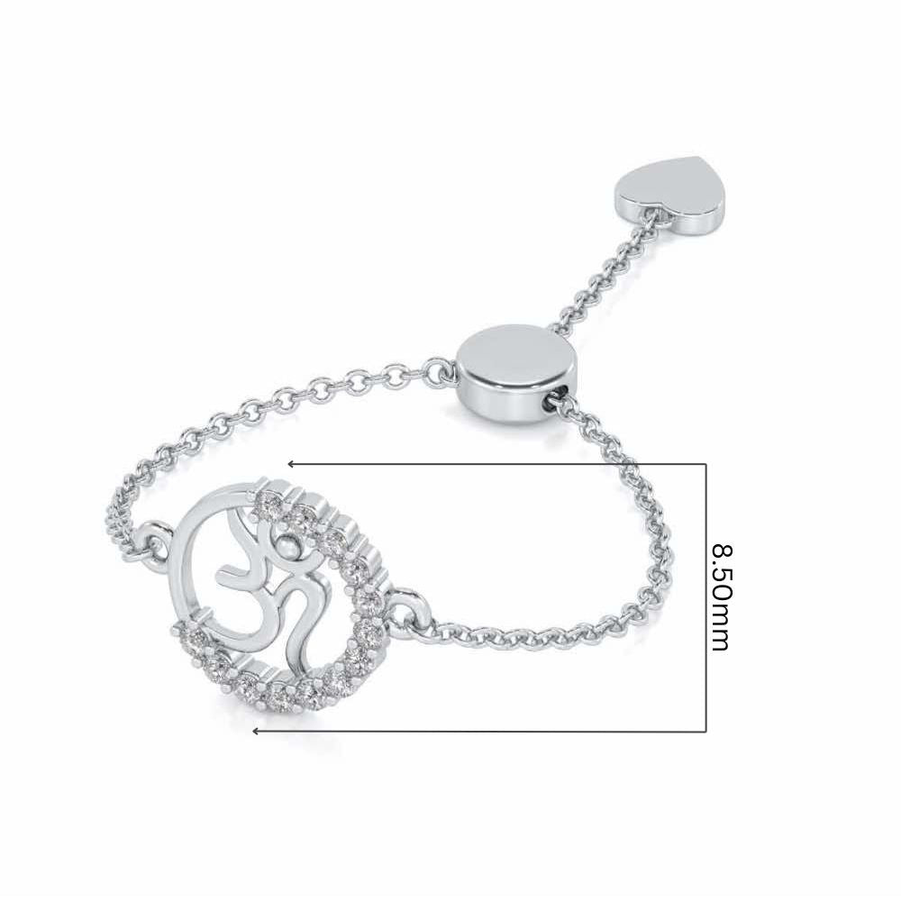 Om Adjustable Silver Ring - White Gold - Image 5