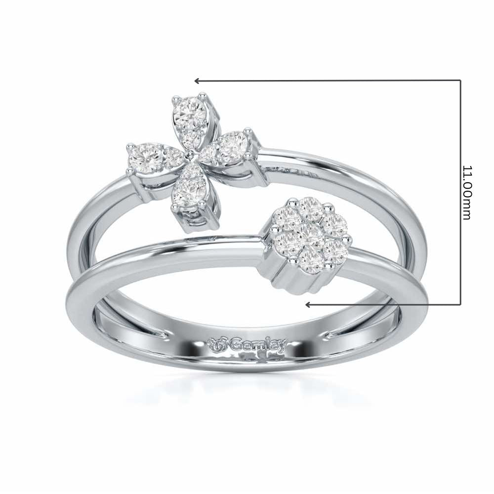 Simple Flower Silver Ring - White Gold - Image 5