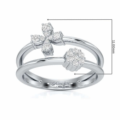 Simple Flower Silver Ring - White Gold - Image 5