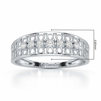 Lattice Binge Silver Ring - White Gold - Image 2