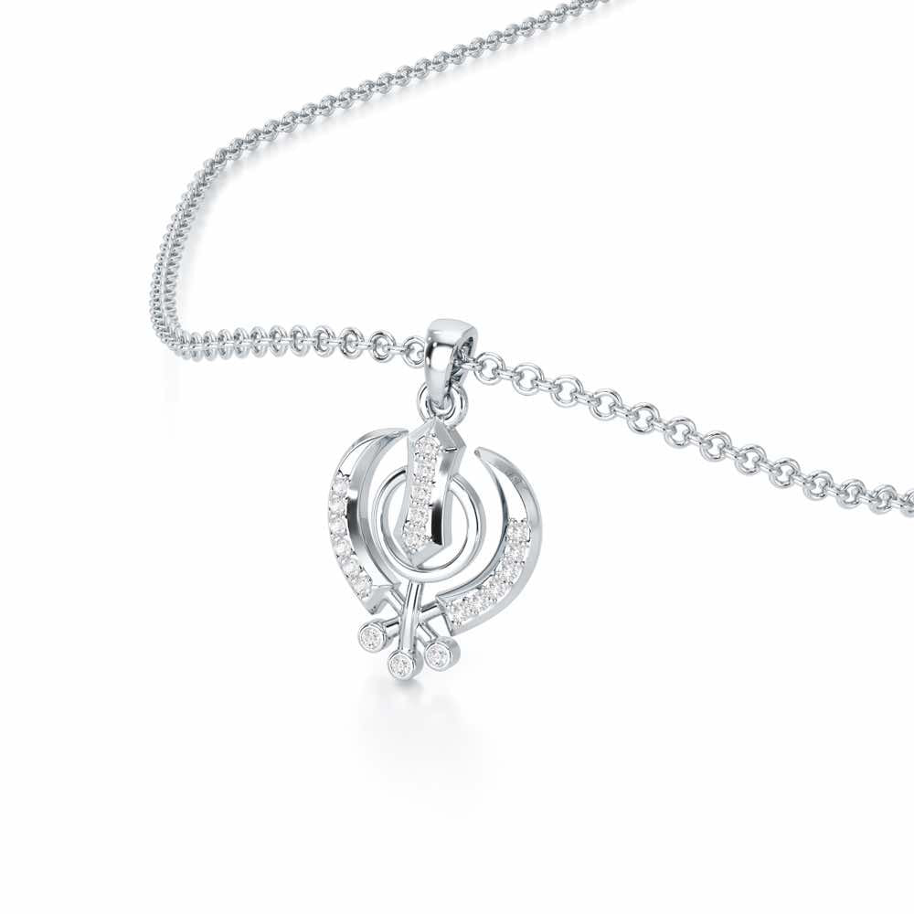 Khalsa Faith Silver Pendant - White Gold - Image 2