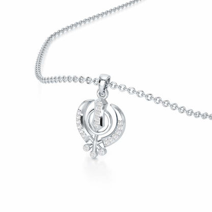 Khalsa Faith Silver Pendant - White Gold - Image 2