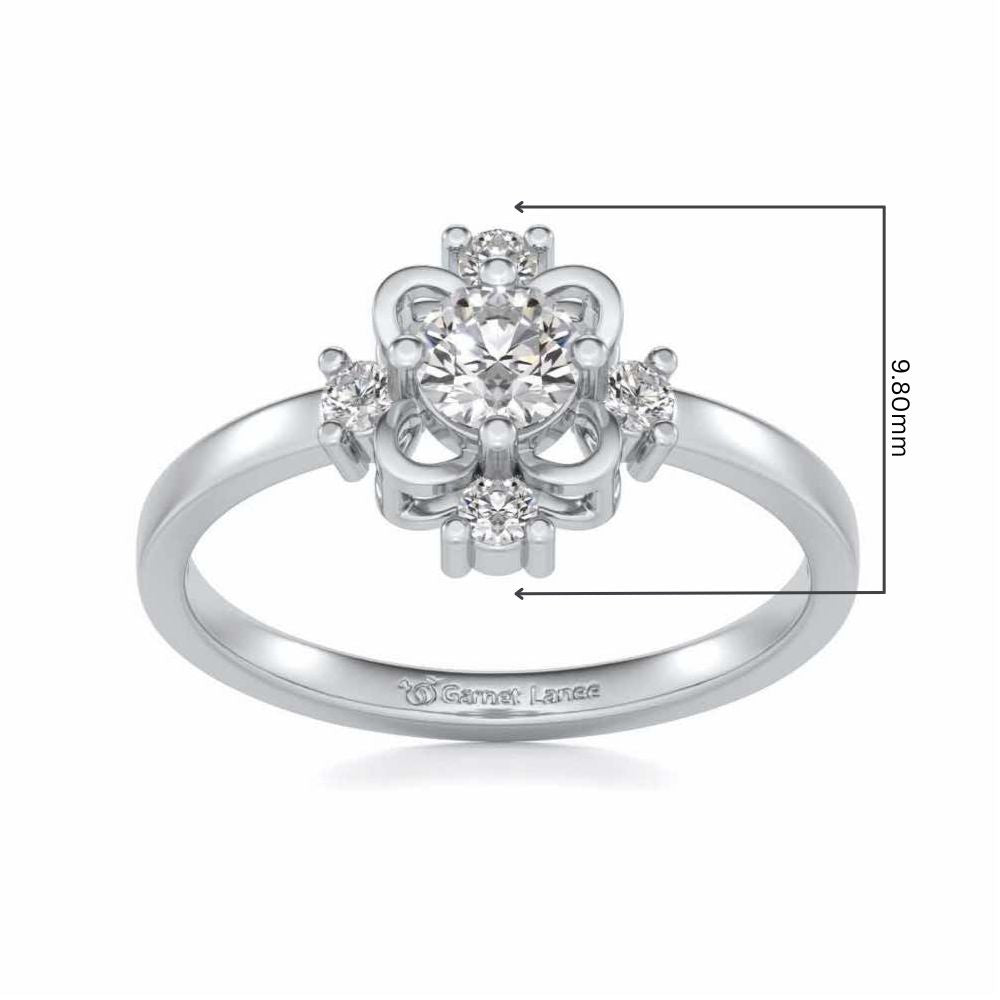 Distinguished Solitaire Silver Ring - White Gold - Image 5
