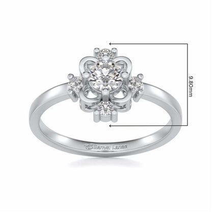 Distinguished Solitaire Silver Ring - White Gold - Image 5