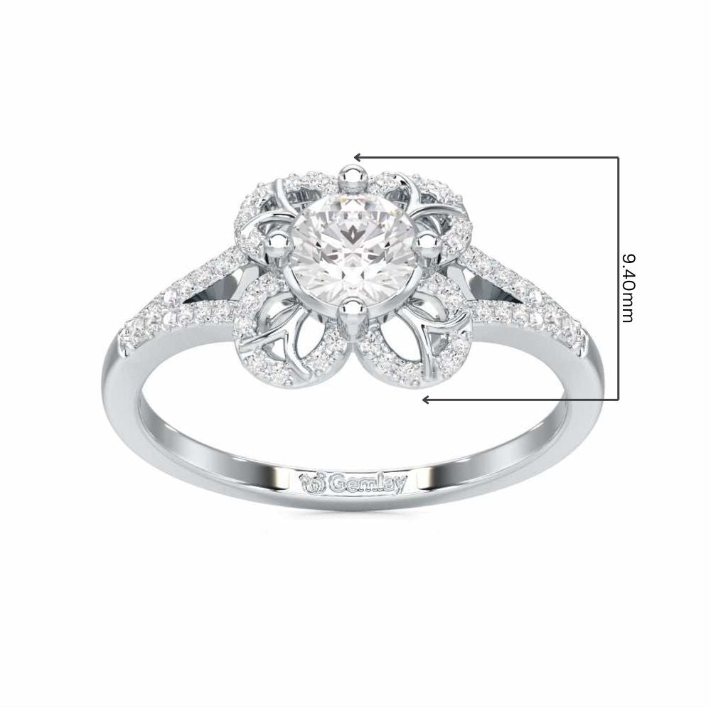 Radiant Blossom Solitaire Ring - White Gold - Image 5